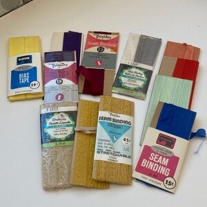 Seam Binding and Bias Tape Collection - Multicolor Vintage Colorful Sew Projects